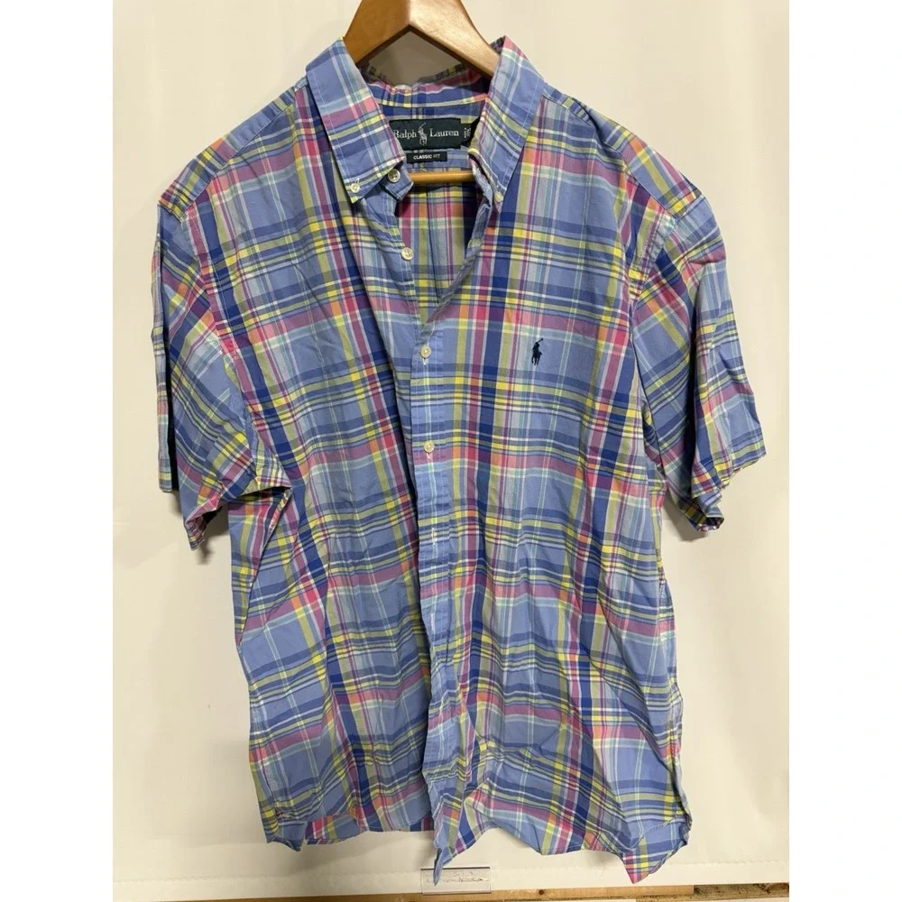 Polo Ralph Lauren Men's XL Classic Fit Plaid Short Sleeve Button-Down Shirt